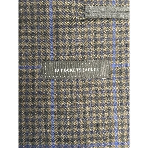 Ermenegildo Zegna Mens Brown Plaid Wool Blazer Jacket Size 46R Made In Spain - Picture 7 of 15